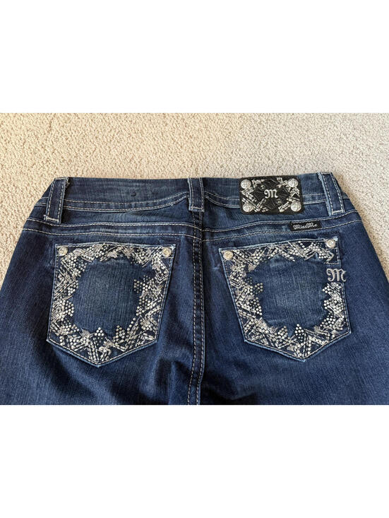 Miss Me Denim - Miss Me Mid-Rise Easy Boot Jeans 28 x 31 Dark Wash Blue Denim JE8221ER